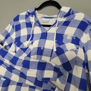 Columbia Sportswear Minnesota Gingham Plaid Hooded Button Down Shirt XL